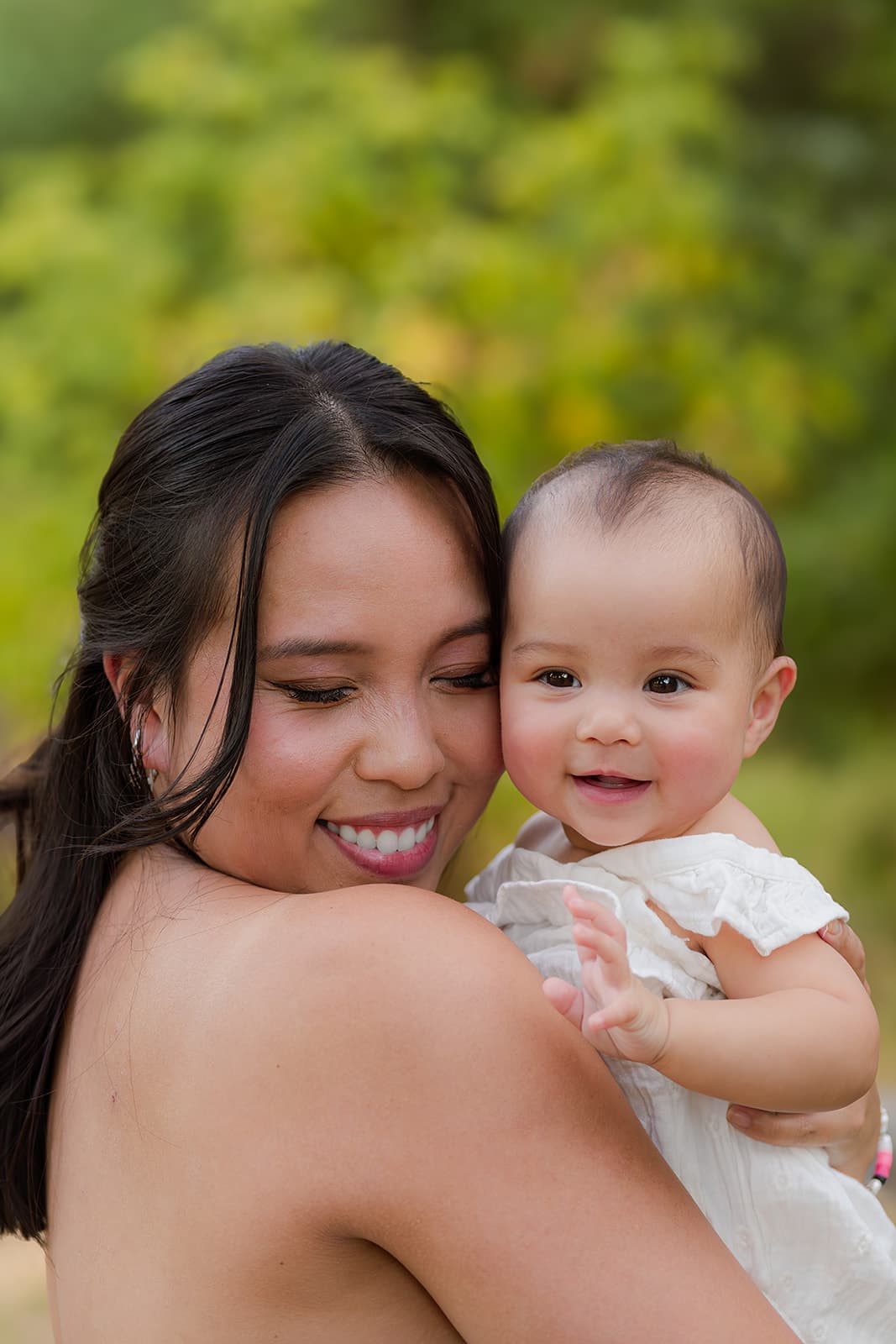 Family laughing in warm light