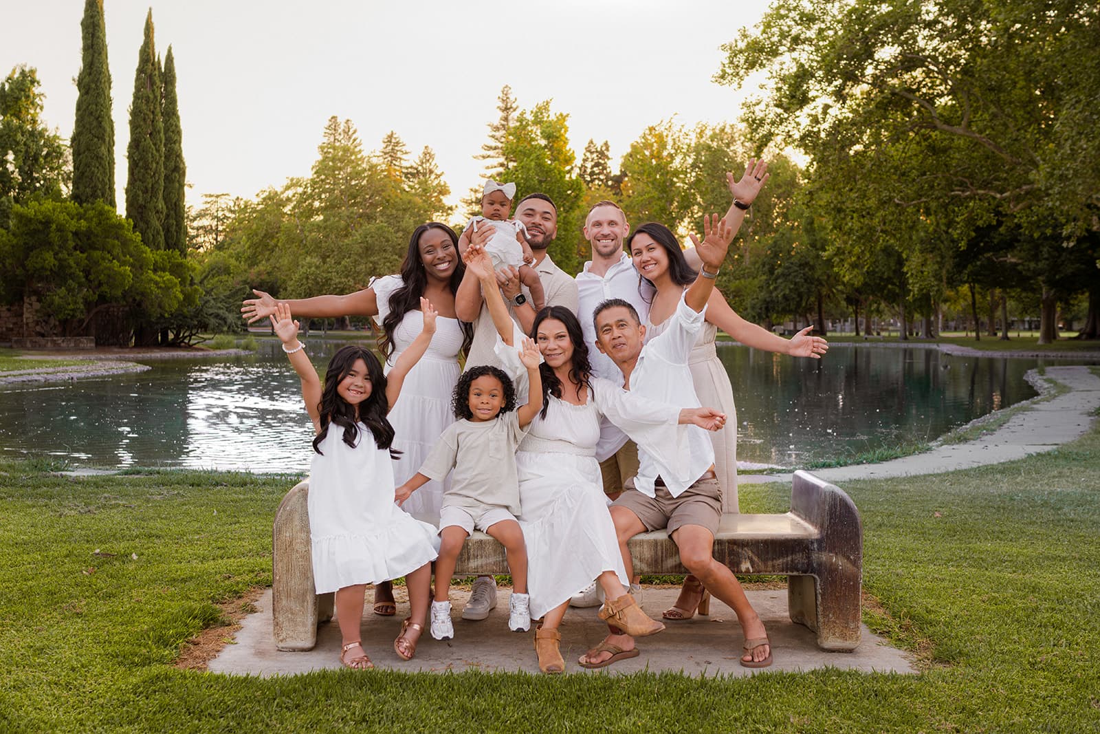Family in warm afternoon sun