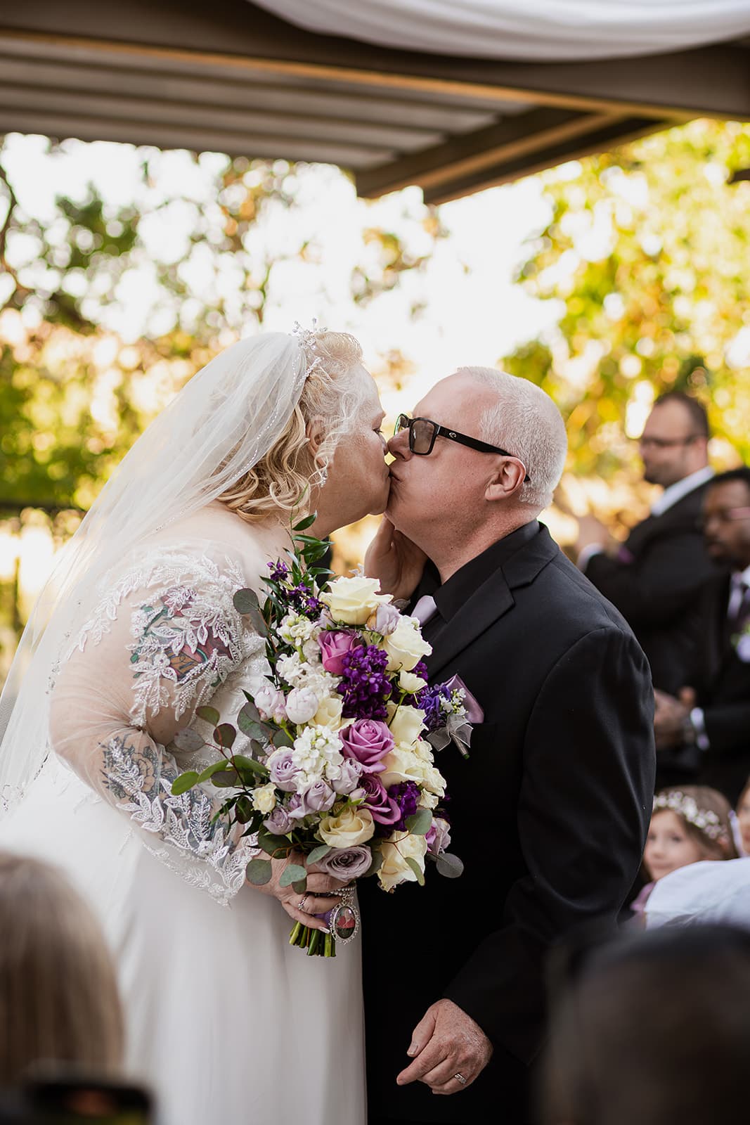 Family together, soft winter tones