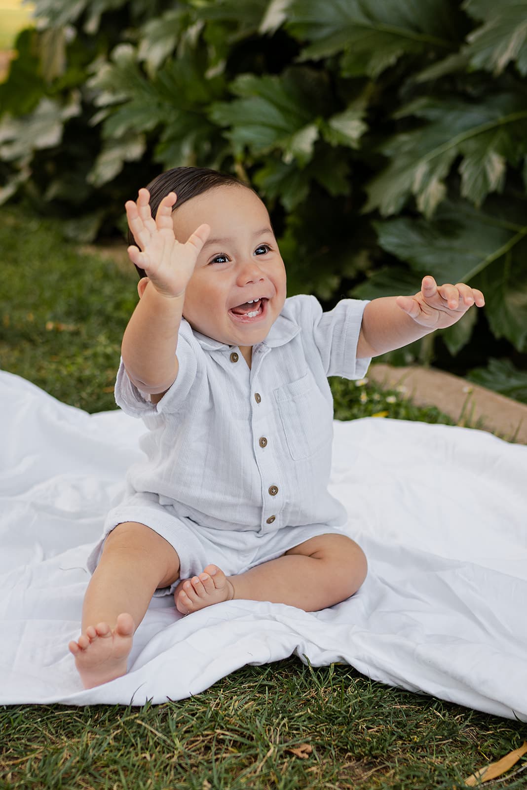 Family candid moment outdoors